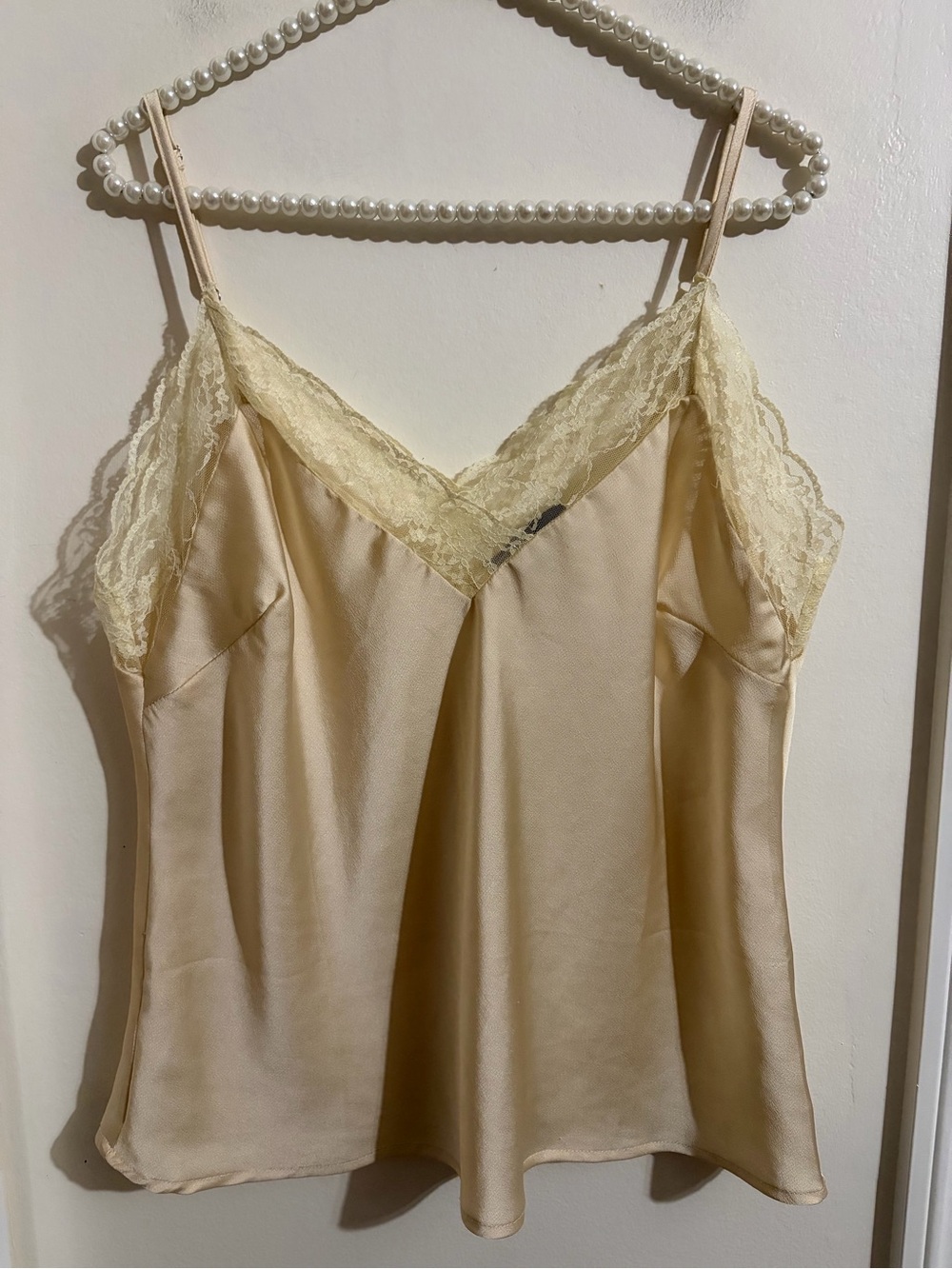 Lulu's Cream Lace-Trim Satin Camisole